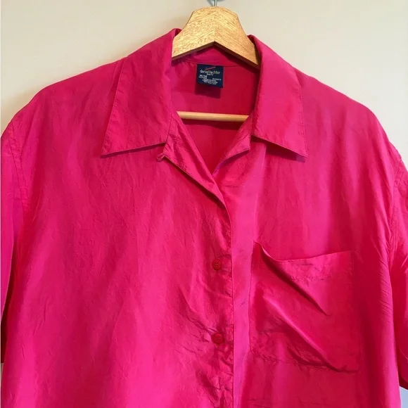 Daniel Hechter 100% Silk Button-Down Top | Size Medium - Picture 4 of 6